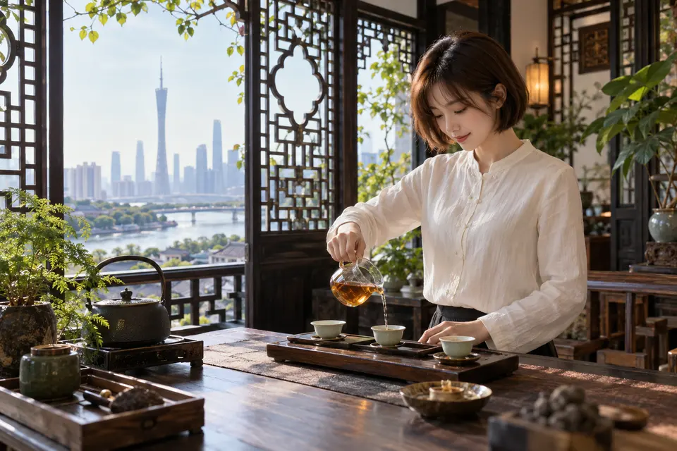 公道杯分茶场景，适合待客与小型聚会的茶品