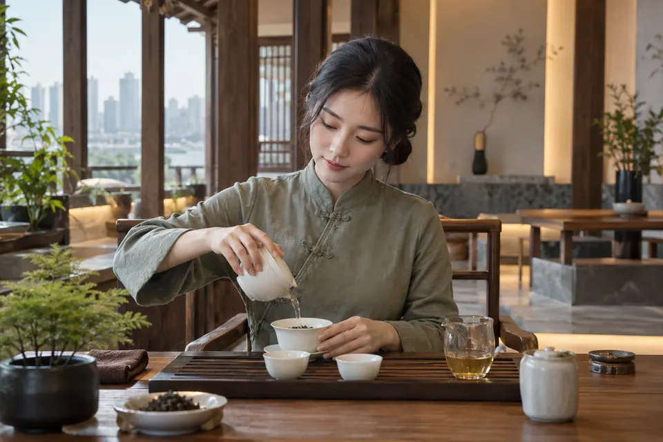 盖碗冲泡场景，适合日常自饮的茶品展示